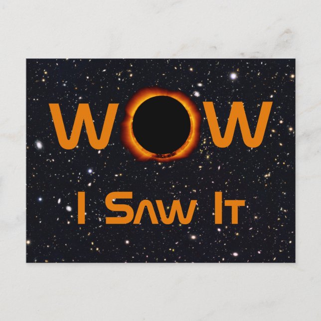 Cartão Postal Eclipse Solar Total 2024 WOW I Vi (Frente)