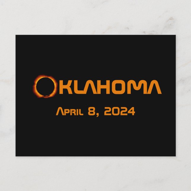 Cartão Postal Eclipse Solar Total de 2024 de Oklahoma (Frente)