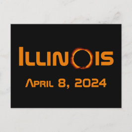 Cartão Postal Eclipse Solar Total de 2024 Illinois
