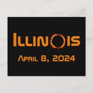 Cartão Postal Eclipse Solar Total de 2024 Illinois