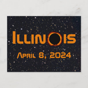 Cartão Postal Eclipse Solar Total de 2024 Illinois