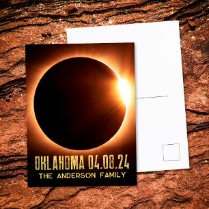 Cartão Postal Eclipse Solar Total Oklahoma 2024 Personalizado