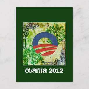 Cartão Postal Eco Grunge Obama 2012 Design de Reeleição