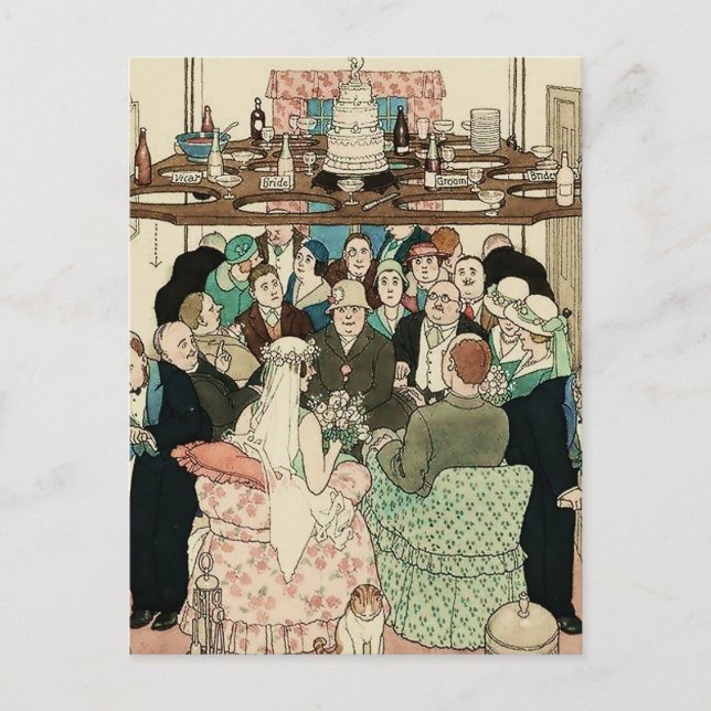 Cartão Postal “Economia de Espaço” por W Heath Robinson (Frente)