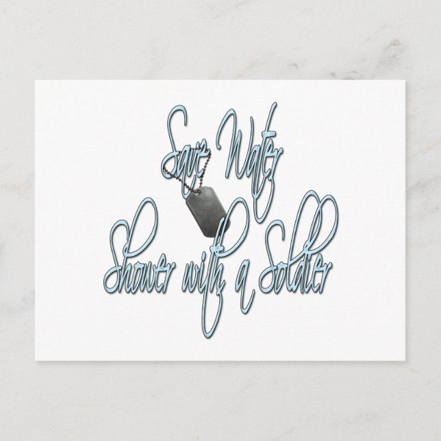 Cartão Postal Economize Água Chuveiro Com Um Soldado (Frente)