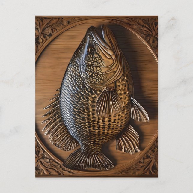 Cartão Postal Ecos do rio: Impressão de madeira de Murray Cod, (Frente)