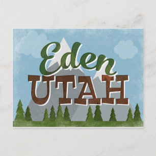 Cartão Postal Eden Utah Fundo Retro Montanhas Snowy