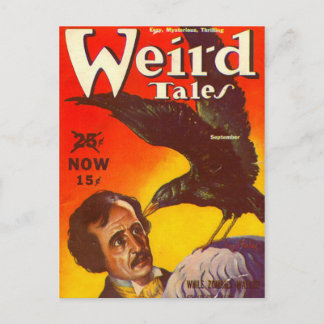 Cartão Postal Edgar Allan Poe e capa de revista da polpa do