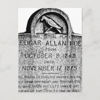 Cartão Postal Edgar Allan Poe Tombstone. Imagens assustadoras do