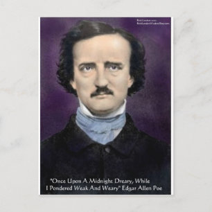 Cartão Postal Edgar Allen Poe "The Raven" Cita Presentes e Cart