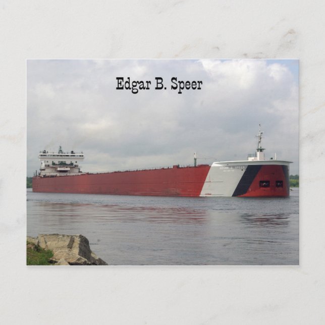Cartão Postal Edgar B. Placa de posto Speer (Frente)