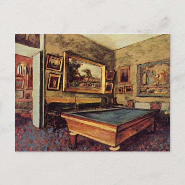 Cartão Postal Edgar Degas, A Sala de Bilhar (Frente)
