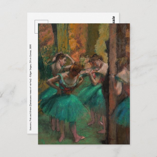 Cartão Postal Edgar Degas - Dançarinos, Rosa e Verde (Frente/Verso)