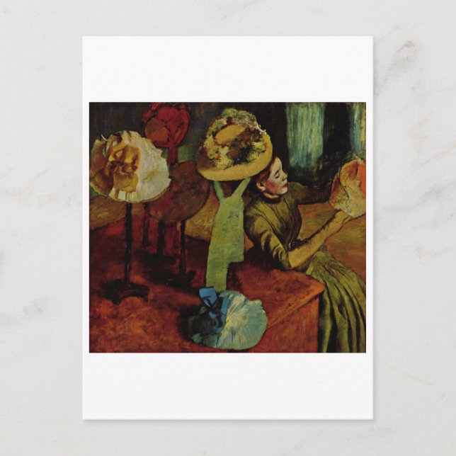 Cartão Postal Edgar Degas - Fashion Product 1885 Woman Hat (Frente)