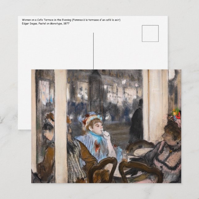 Cartão Postal Edgar Degas - Mulheres em um terraço de café à noi (Frente/Verso)