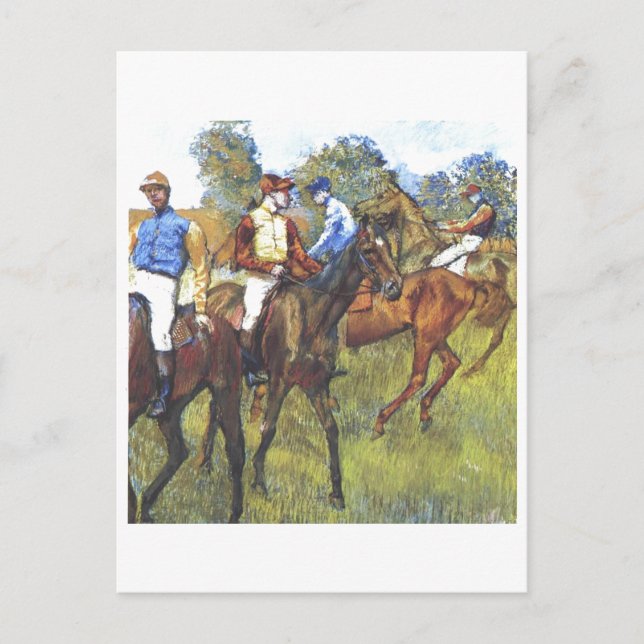 Cartão Postal Edgar Degas - Raça Cavalos Jockey Trees Rennpferde (Frente)