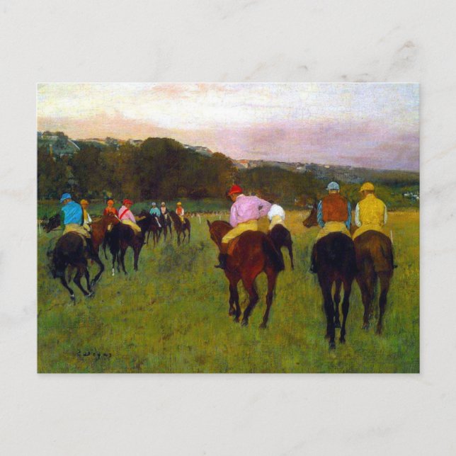 Cartão Postal Edgar Degas Race Horses em Longchamp (Frente)