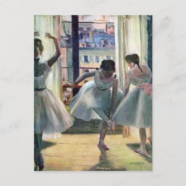 Cartão Postal Edgar Degas - Três dançarinos numa sala de treino (Frente)