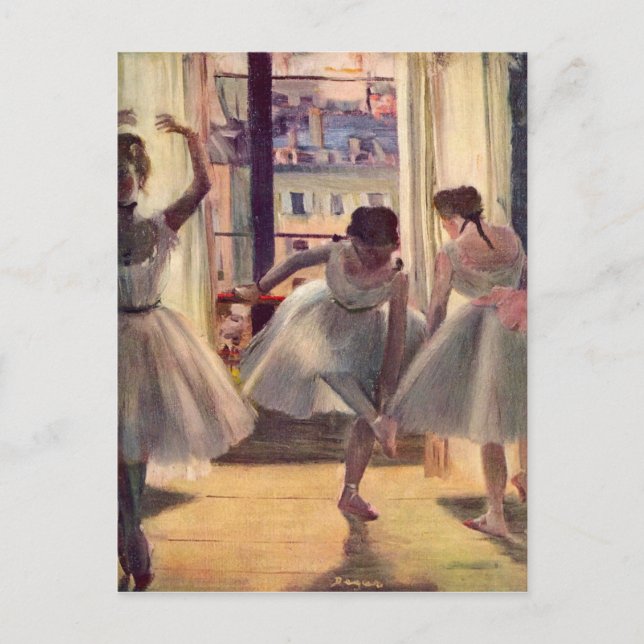 Cartão Postal Edgar Degas - Três dançarinos numa sala de treino (Frente)