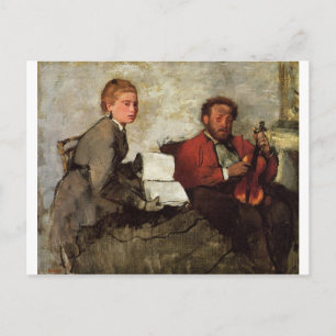 Cartão Postal Edgar Degas - Violinista e mulher com livro de mús