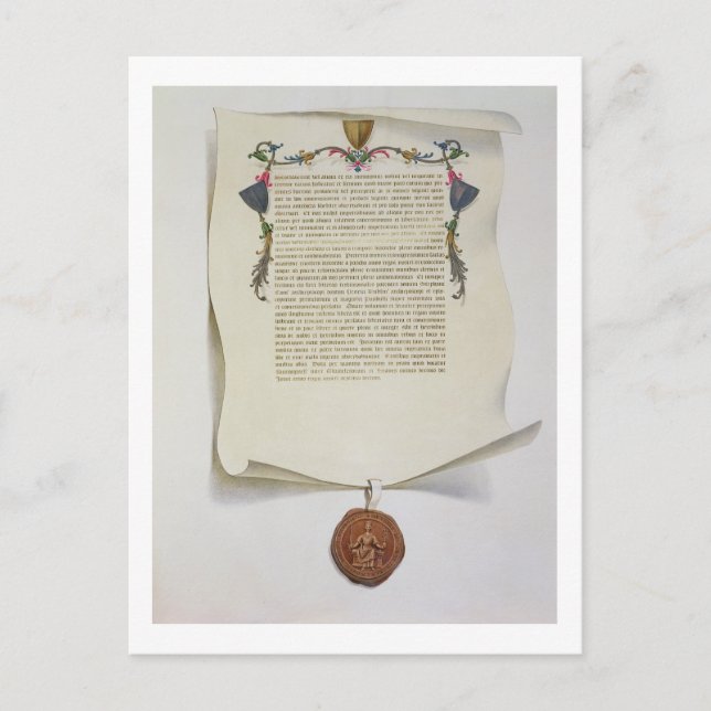 Cartão Postal Edição do Facsimile da Magna Carta, primeira publi (Frente)