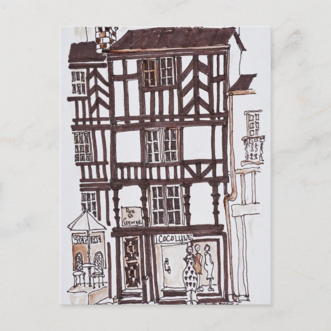 Cartão Postal Edifício de Enxaimel | Rennes, Bretanha, França (Frente)