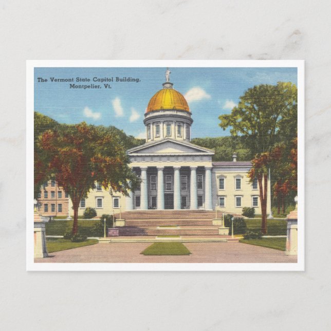 Cartão Postal Edifício do Capitólio Estadual de Vermont Montpeli (Frente)