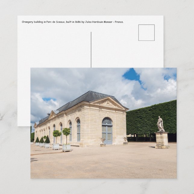 Cartão Postal Edifício do Orangerie no Parc de Sceaux - França (Frente/Verso)
