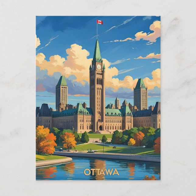 Cartão Postal Edifício do Parlamento do Canadá em Ottawa, panora (Frente)