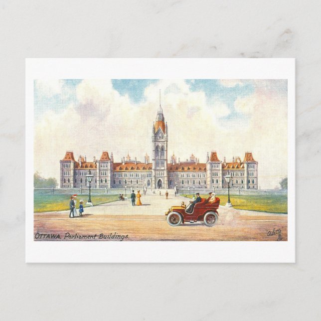 Cartão Postal Edifício do Parlamento em Ottawa Vintage (Frente)
