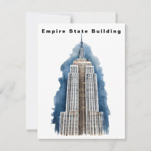 Cartão Postal Edifício Empire State Nova York Aquarela 