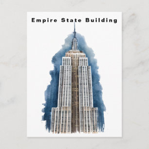 Cartão Postal Edifício Empire State Nova York Aquarela