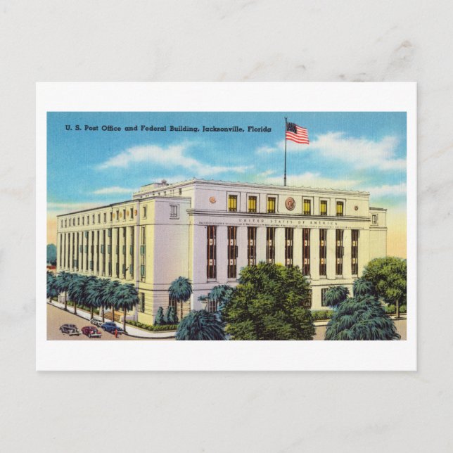 Cartão Postal Edifício Federal dos EUA em Jacksonville, Flórida, (Frente)
