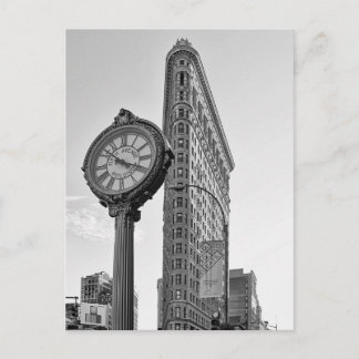 Cartão Postal Edifício Flatiron e Relógio em Preto e Branco 2