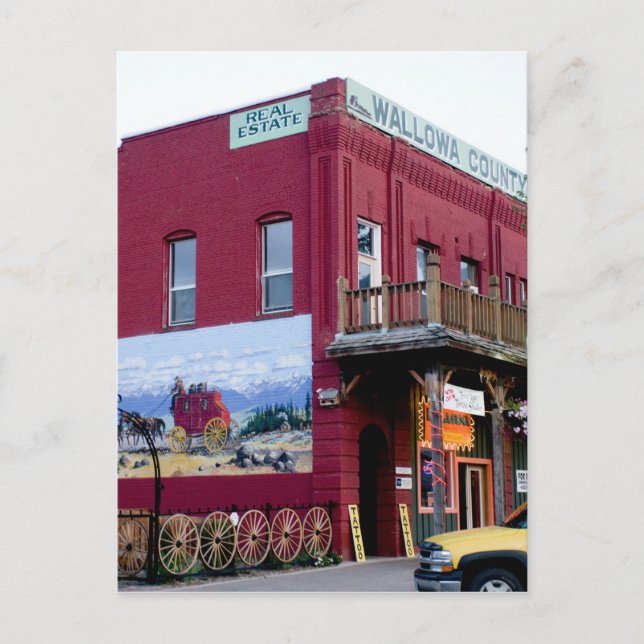 Cartão Postal Edifício histórico na Main Street, Joseph, Oregon (Frente)