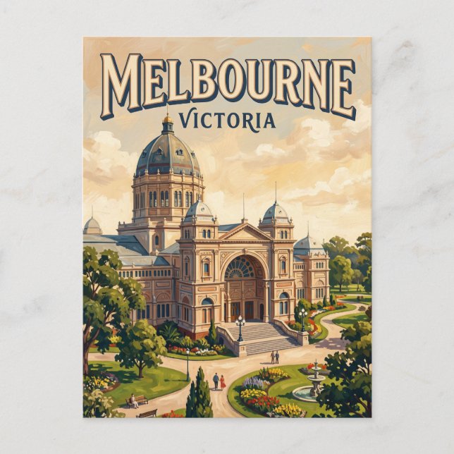 Cartão Postal Edifício Real da Exposição Melbourne Austrália (Frente)