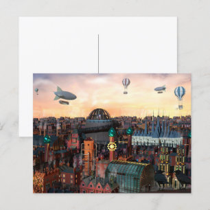 Cartão Postal Edifícios da Cidade de Steampunk