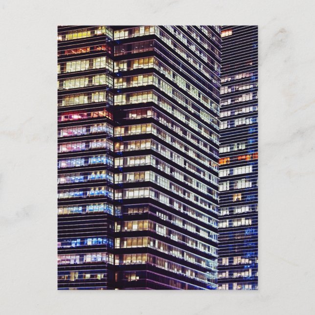 Cartão Postal Edifícios de escritórios à noite, Singapura (Frente)