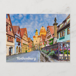 Cartão Postal Edifícios de Rua Medieval de Rothenburg, Alemanha
