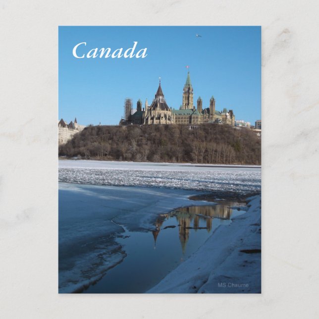 Cartão Postal Edifícios do Parlamento do Canadá Vista do Rio Ott (Frente)