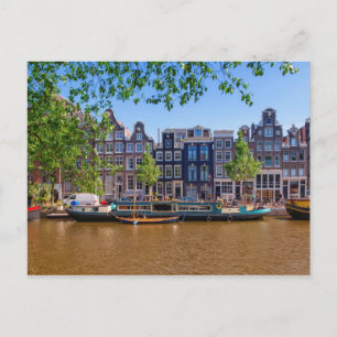 Cartão Postal Edifícios e canal em Amsterdã, Países Baixos