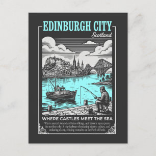 Cartão Postal Edimburgo Cidade Escócia Onde Castelos Encontram O