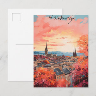Cartão Postal Edimburgo Escócia Viagem Cidade Pintura Estética