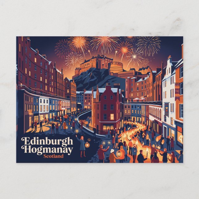 Cartão Postal Edinburgh Hogmanay Escócia (Frente)
