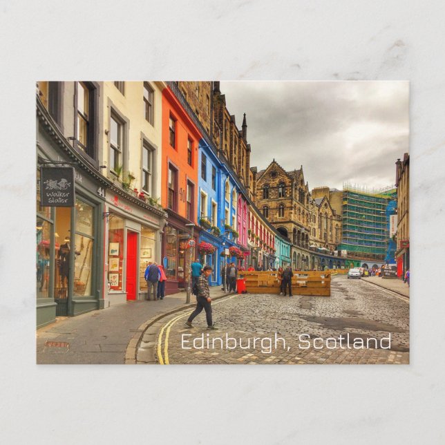 Cartão Postal Edinburgh Scotland Bonito Street Scene (Frente)