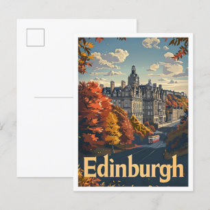 Cartão Postal Edinburgh Scotland Classic Retro Viagens vintage