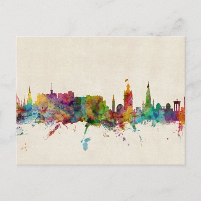 Cartão Postal Edinburgh Scotland Skyline (Frente)
