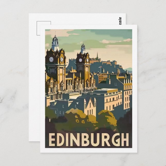 Cartão Postal Edinburgh Scotland Vintage Famosa Viagem (Frente/Verso)