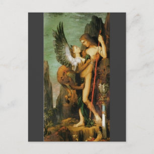 Cartão Postal Édipo e Esfinge por Gustave Moreau