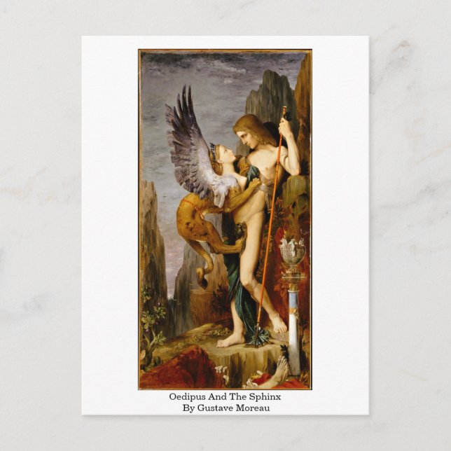Cartão Postal Édipo E Esfinge Por Gustave Moreau (Frente)